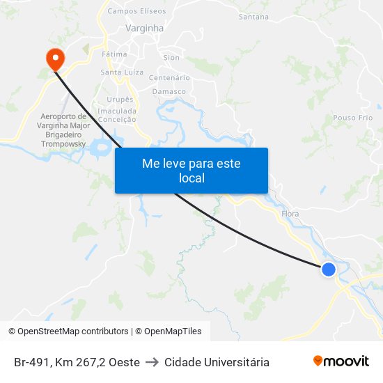 Br-491, Km 267,2 Oeste to Cidade Universitária map