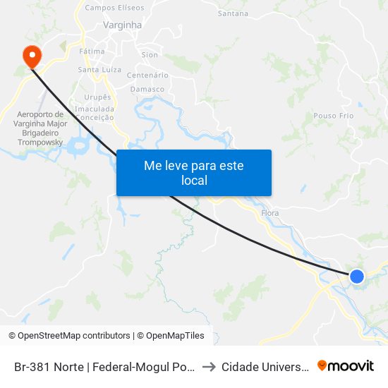 Br-381 Norte | Federal-Mogul Powertrain to Cidade Universitária map