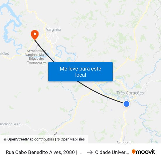 Rua Cabo Benedito Alves, 2080 | Mocotó’S Bar to Cidade Universitária map