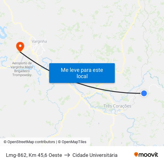 Lmg-862, Km 45,6 Oeste to Cidade Universitária map