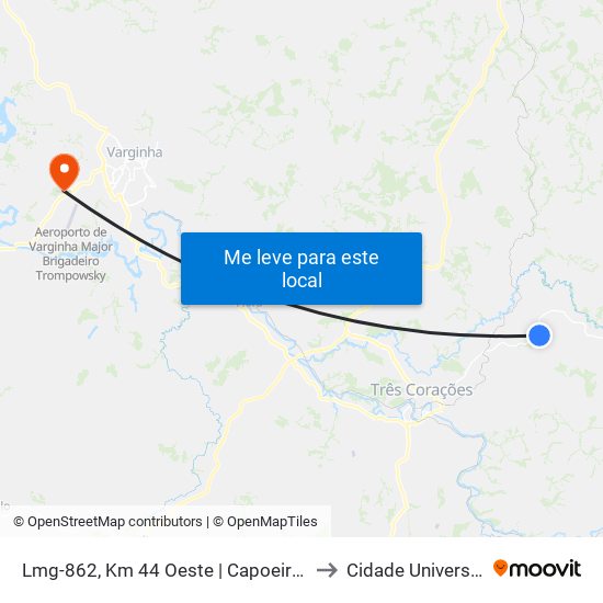 Lmg-862, Km 44 Oeste | Capoeira Grande to Cidade Universitária map