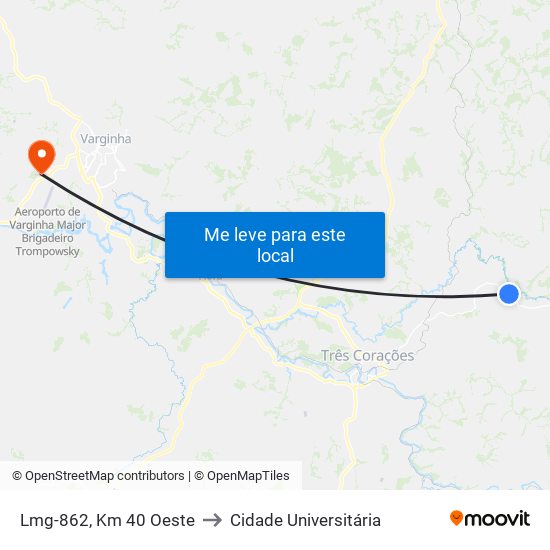 Lmg-862, Km 40 Oeste to Cidade Universitária map