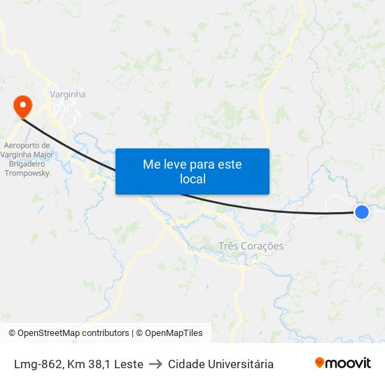 Lmg-862, Km 38,1 Leste to Cidade Universitária map