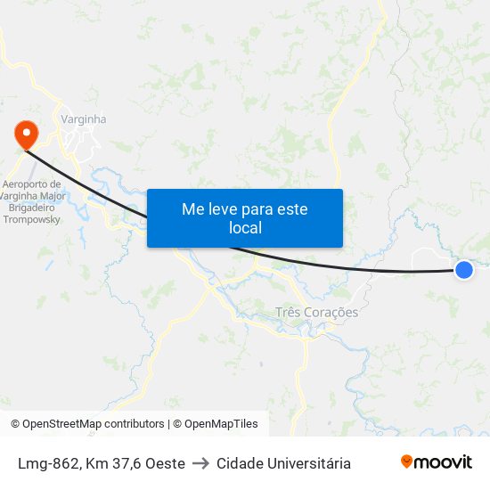 Lmg-862, Km 37,6 Oeste to Cidade Universitária map