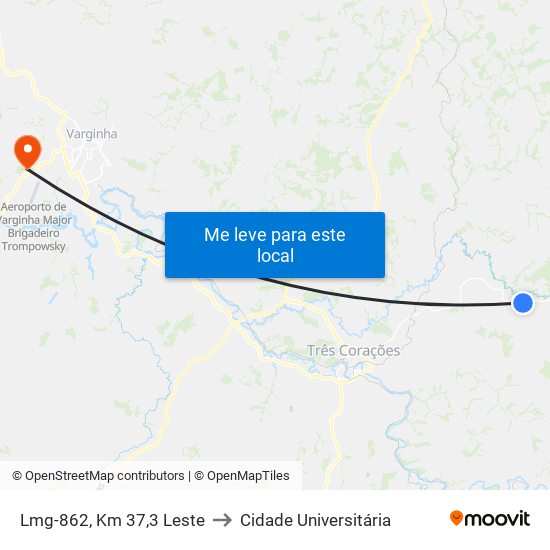 Lmg-862, Km 37,3 Leste to Cidade Universitária map