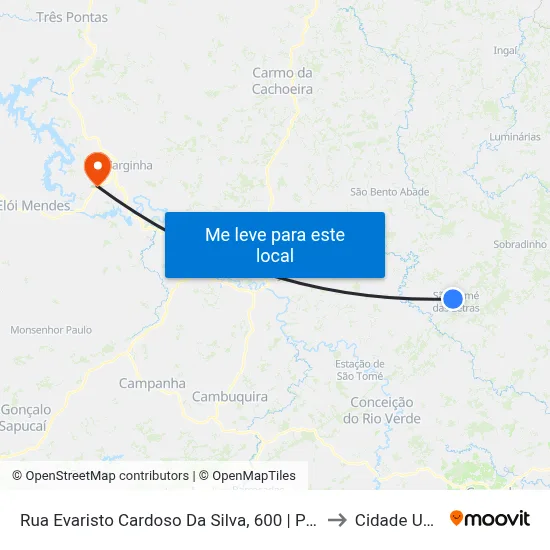 Rua Evaristo Cardoso Da Silva, 600 | Portal De São Thomé Das Letras to Cidade Universitária map