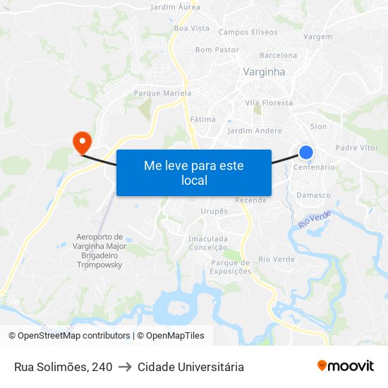 Rua Solimões, 240 to Cidade Universitária map