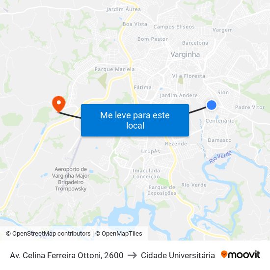 Av. Celina Ferreira Ottoni, 2600 to Cidade Universitária map