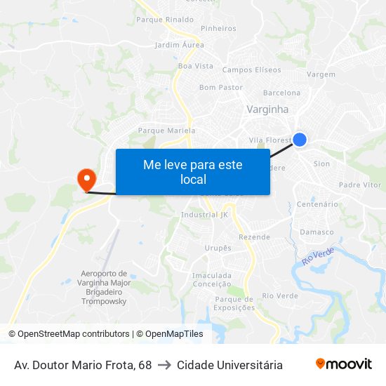 Av. Doutor Mario Frota, 68 to Cidade Universitária map