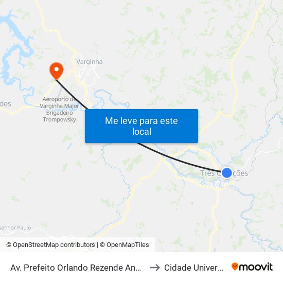 Av. Prefeito Orlando Rezende Andrade, 948 to Cidade Universitária map