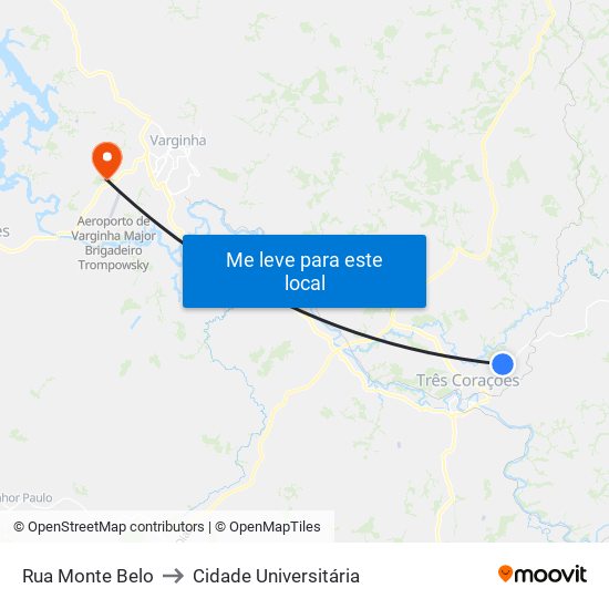Rua Monte Belo to Cidade Universitária map