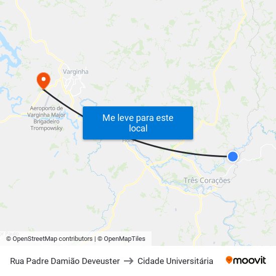 Rua Padre Damião Deveuster to Cidade Universitária map