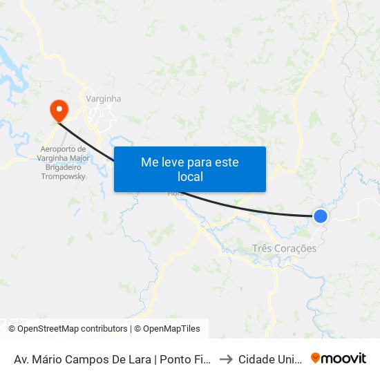 Av. Mário Campos De Lara | Ponto Final Da Colônia Santa Fé to Cidade Universitária map