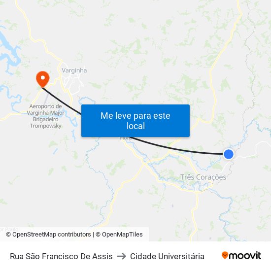 Rua São Francisco De Assis to Cidade Universitária map