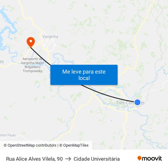 Rua Alice Alves Vilela, 90 to Cidade Universitária map