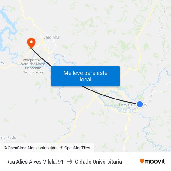 Rua Alice Alves Vilela, 91 to Cidade Universitária map