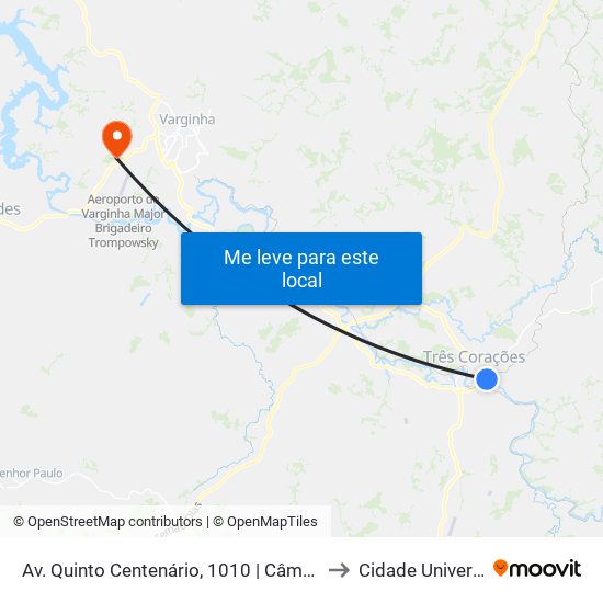 Av. Quinto Centenário, 1010 | Câmara Municipal to Cidade Universitária map