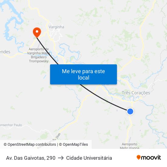 Av. Das Gaivotas, 290 to Cidade Universitária map