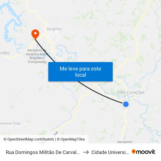 Rua Domingos Militão De Carvalho, 220 to Cidade Universitária map