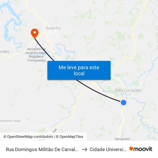 Rua Domingos Militão De Carvalho, 354 to Cidade Universitária map