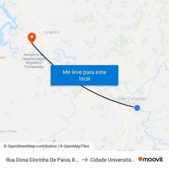 Rua Dona Glorinha De Paiva, 875 to Cidade Universitária map