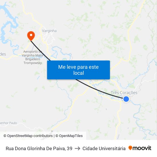 Rua Dona Glorinha De Paiva, 39 to Cidade Universitária map