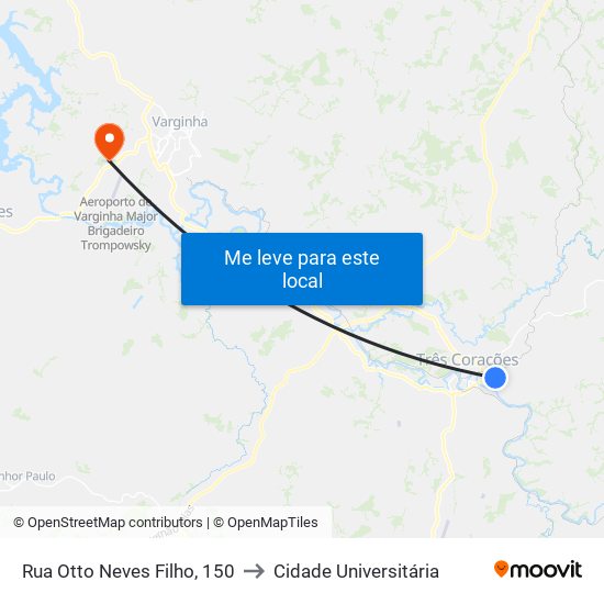 Rua Otto Neves Filho, 150 to Cidade Universitária map
