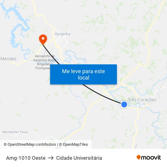 Amg-1010 Oeste to Cidade Universitária map