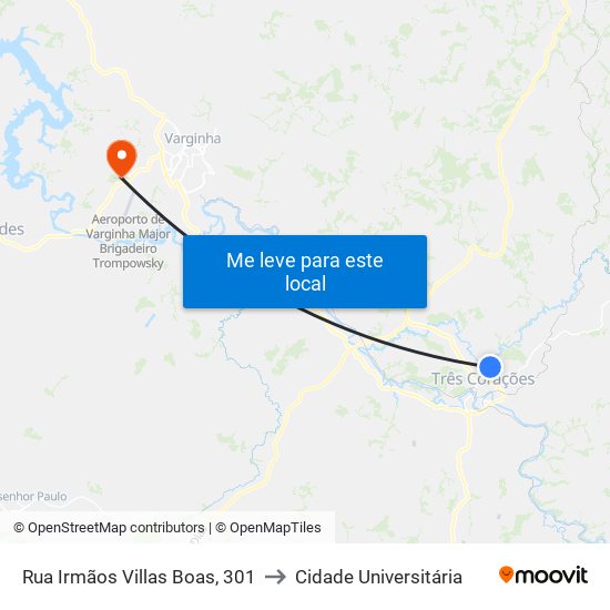 Rua Irmãos Villas Boas, 301 to Cidade Universitária map