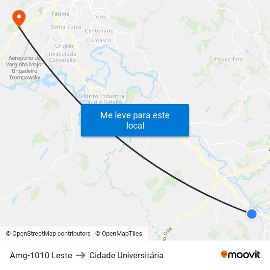 Amg-1010 Leste to Cidade Universitária map