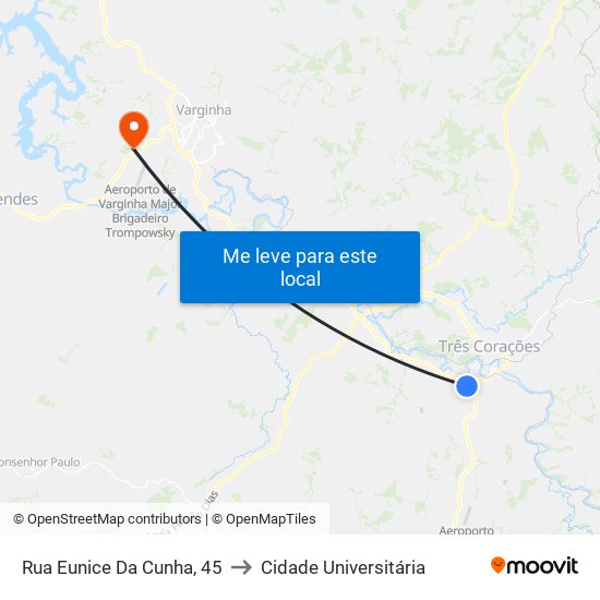 Rua Eunice Da Cunha, 45 to Cidade Universitária map