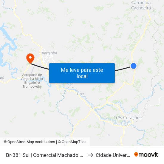 Br-381 Sul | Comercial Machado E Machado to Cidade Universitária map