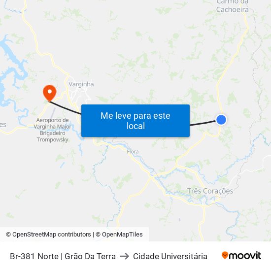 Br-381 Norte | Grão Da Terra to Cidade Universitária map
