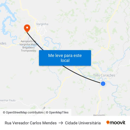Rua Vereador Carlos Mendes to Cidade Universitária map