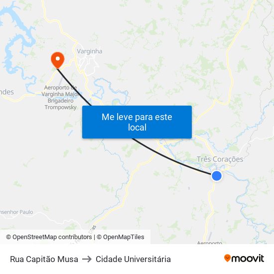 Rua Capitão Musa to Cidade Universitária map
