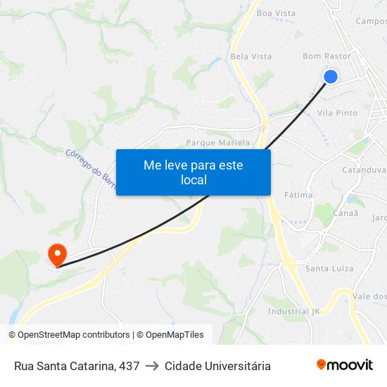 Rua Santa Catarina, 437 to Cidade Universitária map