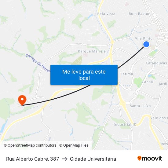 Rua Alberto Cabre, 387 to Cidade Universitária map