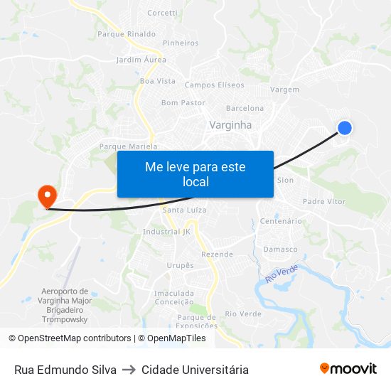 Rua Edmundo Silva to Cidade Universitária map