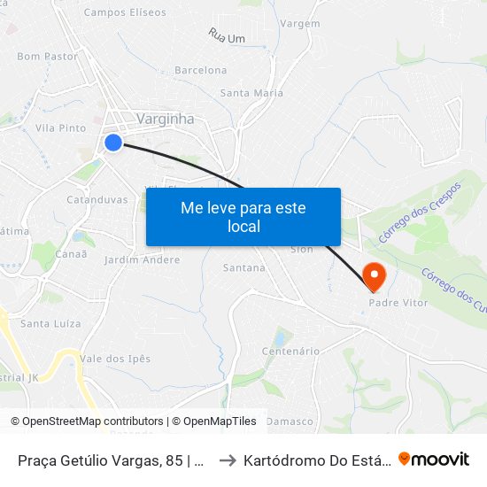 Praça Getúlio Vargas, 85 | Ponto Central to Kartódromo Do Estádio Melão map