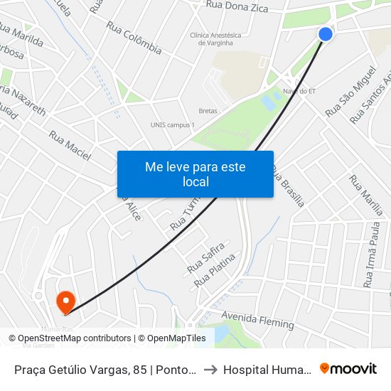 Praça Getúlio Vargas, 85 | Ponto Central to Hospital Humanitas map