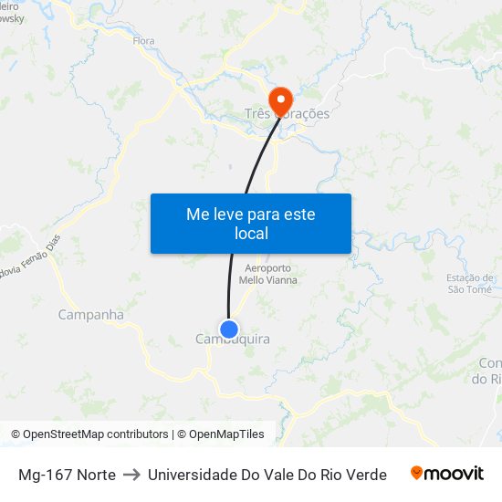 Mg-167 Norte to Universidade Do Vale Do Rio Verde map