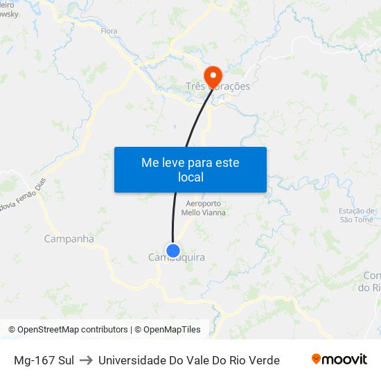 Mg-167 Sul to Universidade Do Vale Do Rio Verde map