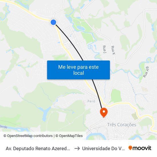 Av. Deputado Renato Azeredo, 3816 | Depósito Jares to Universidade Do Vale Do Rio Verde map