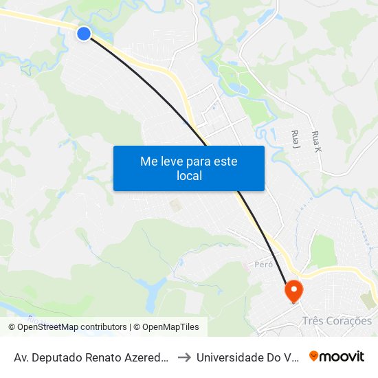Av. Deputado Renato Azeredo, 3579 | Círculo Militar to Universidade Do Vale Do Rio Verde map