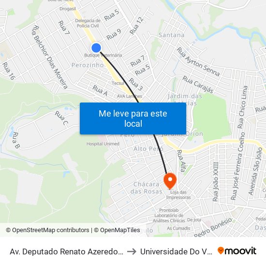 Av. Deputado Renato Azeredo, 1117 | Cive/Bombeiros to Universidade Do Vale Do Rio Verde map