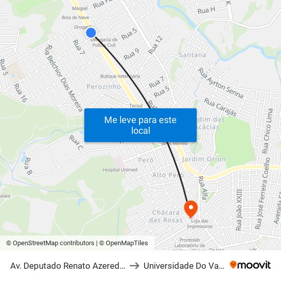 Av. Deputado Renato Azeredo, 1417 | Polícia Civil to Universidade Do Vale Do Rio Verde map