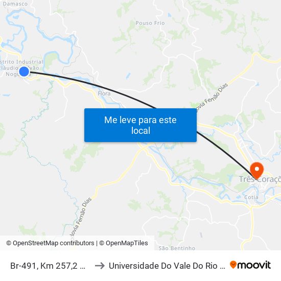 Br-491, Km 257,2 Oeste to Universidade Do Vale Do Rio Verde map