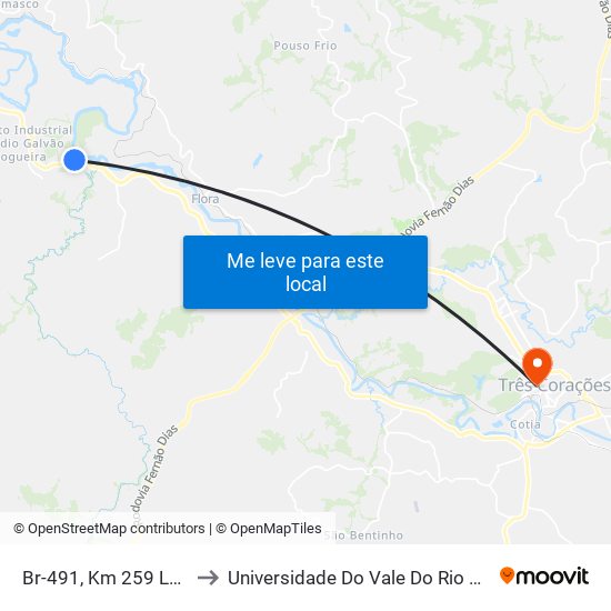 Br-491, Km 259 Leste to Universidade Do Vale Do Rio Verde map