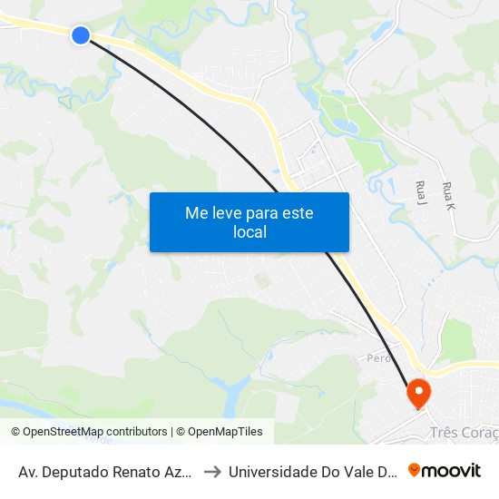 Av. Deputado Renato Azeredo, 4701 to Universidade Do Vale Do Rio Verde map