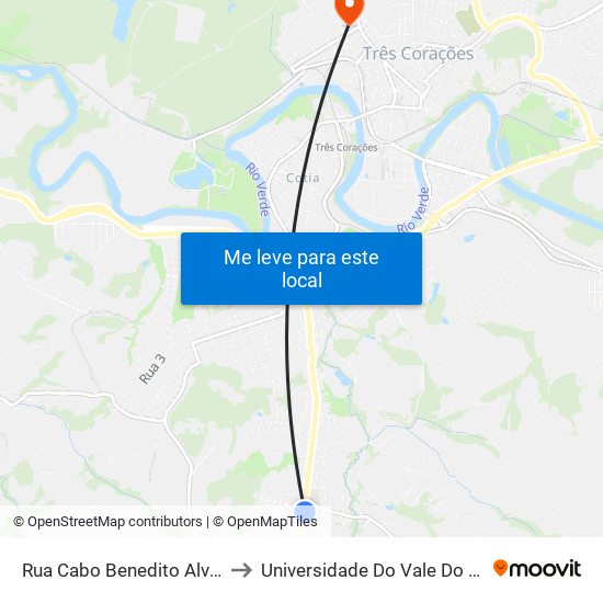 Rua Cabo Benedito Alves, 3421 to Universidade Do Vale Do Rio Verde map
